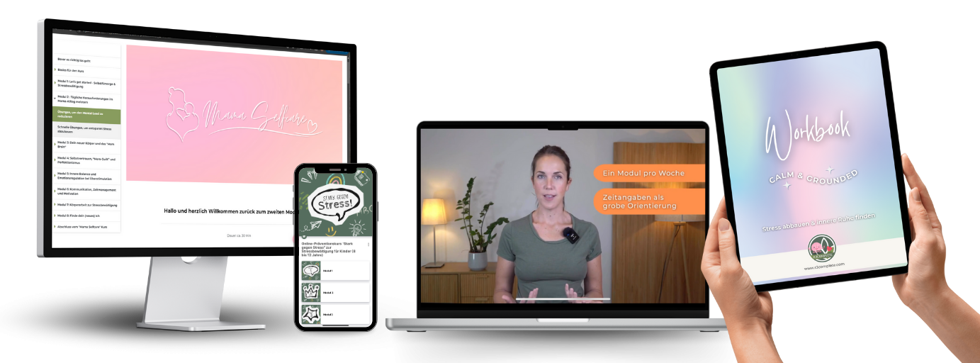 Grünes Handy mit der Selfcare Circle App auf dem Bildschirm